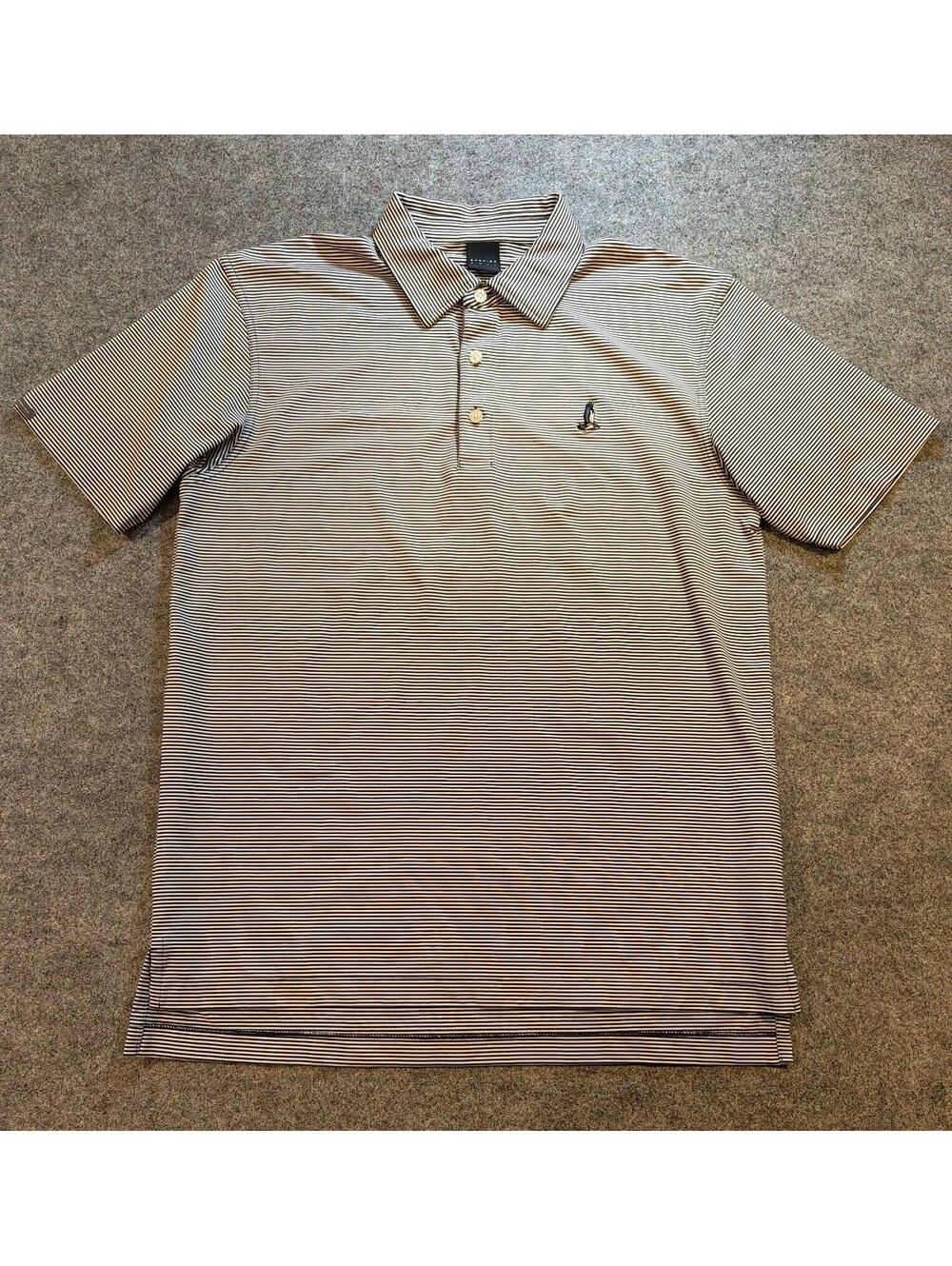Dunning Golf Shirt Mens Medium Blue White Striped Performance Polo Bird Logo M